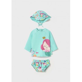 Conjunto bañador , camiseta y gorro sirenita